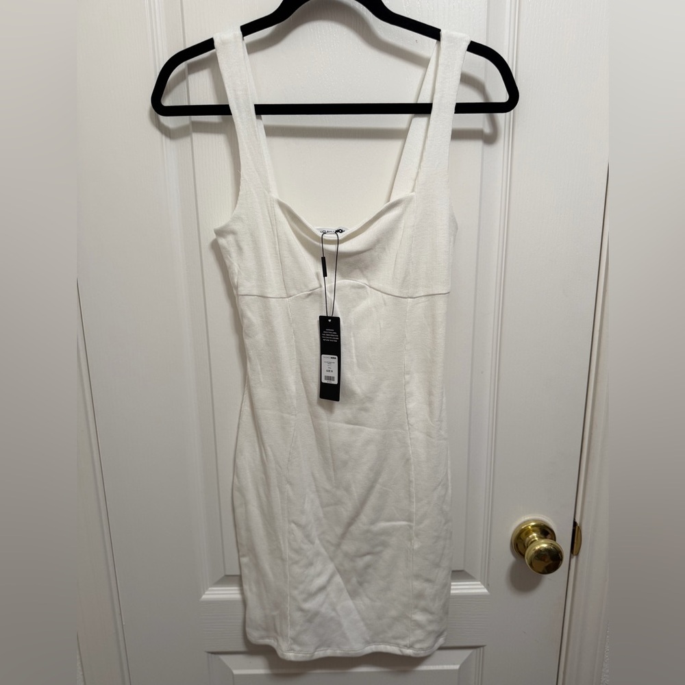 Fashion Nova White Ribbed Mini Dress